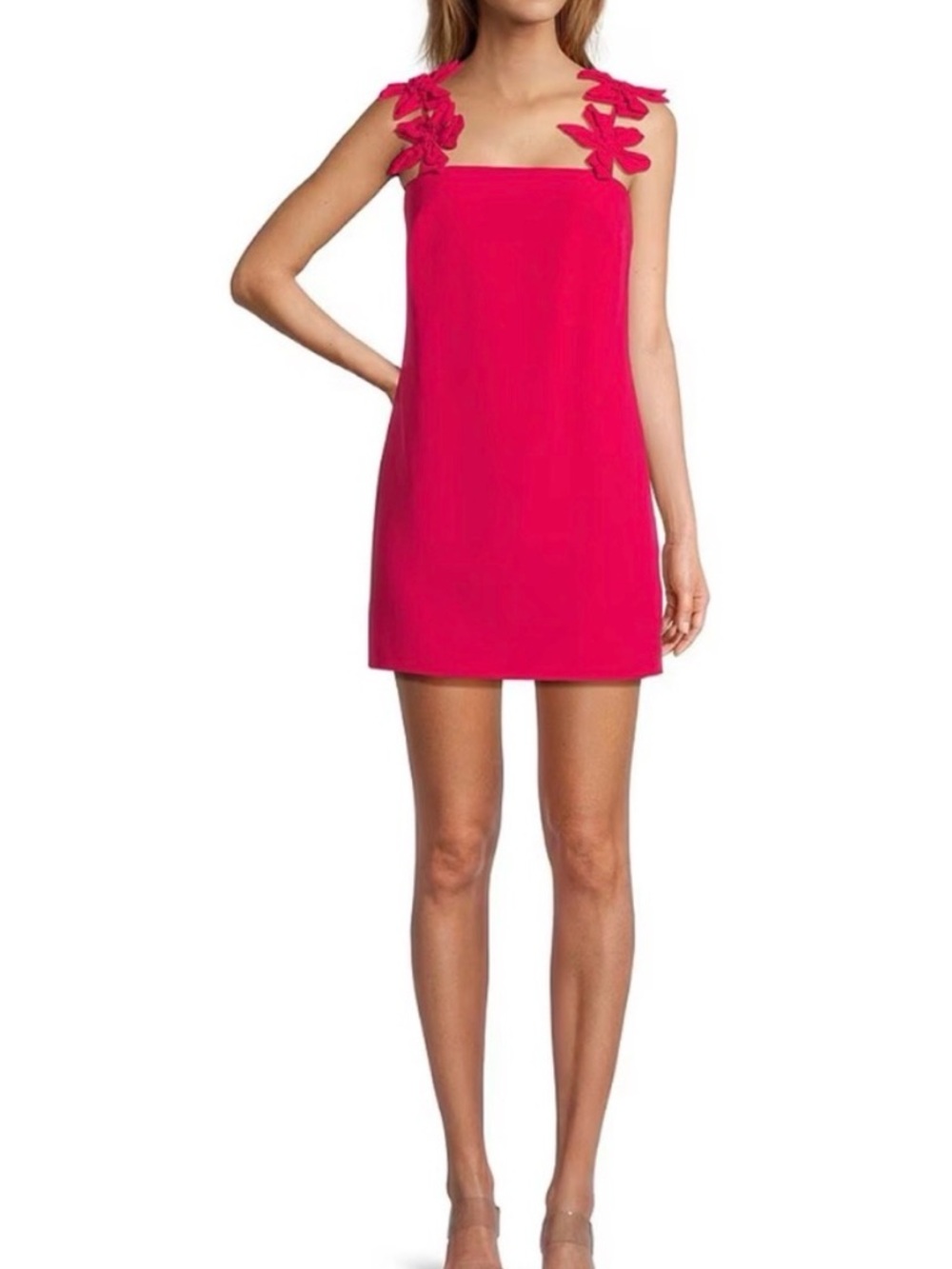 ANTONIO MELANI Hot Pink Floral-Applique Mini Shift Dress